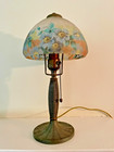 Antique Handel Reverse Painted Floral Pattern Glass Boudoir Lamp     Arts   Crafts