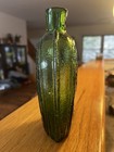 Vintage Green Glass Whiskey Flask With Eagle And Cornucopia