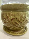 Vintage Mccoy Pottery Cache Pot Planter 1940s Calla Lily Pattern Lime Green