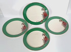 Vtg Lenox Winter Greetings Cardinal Dinner Plates 10 3 4  Set Of 4 Green Band