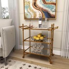 33    H Brass Metal Traditional Bar Cart