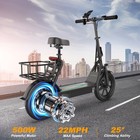 Aovopro Electric Scooter With Seat  Commuter Foldable  500w 10 4ah Battery 22mph