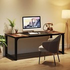  63 Inch Large Executive Computer Office Desk  Brown black 63  Brown black