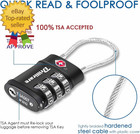 2 Pack Tsa Approved Luggage Locks Combination Travel Cable Lock 3-digit