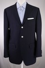 Paul Stuart Navy Blue Knit Woven Silver Metal Buttons Wool Blazer Jacket 42r