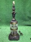 Antique Art Nouveau Lamp Large Glass Beaded  Ornate Cast 1900s Fast Free Shippin