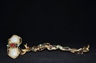 Chinese Copper Inlaid Turquoise Hand-carved Ruyi Statue 