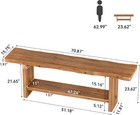 70 9  Long Solid Wood Entryway Bench  Indoor End Of Bed Bench With Storage Shelf