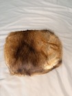 Vintage Real Fur Hand Muff Red Fox Brown With Black Satin Lining   Braided Cord