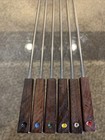 Vtg Mcm Made Japan Stainless Steel Wood Handles Fondue Forks Set Of 6 Color Dot