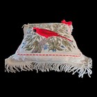 Handmade Cardinal Flowers Needlepoint Lace Red Ribbon Fringe Winter Bird Pillow