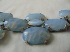 Antique Schreiner Milky Blue Opal Glass Oval Cabochons Two Piece Buckle