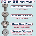 Black Chicago Screw - Thru Hole 1 2  Flat Head - 10 Pack Dbl-washer  