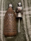 Vintage Antique Wicker Covered Glass Seltzer Bottle
