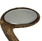 Vintage Carved Alligator Hand Mirror Curved Handle Tail Textured Gator Crocodile