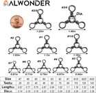 100-pack 3 Way Swivels Fishing Tackle  28-143lb Stainless Steel Black Nickel Thr