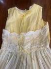 Girls Party Dress Vintage Yellow Gauze Cotton Lace Long 50s 6 7 8 Flaw