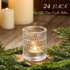 24 Pack Clear Glass Votive Candle Holders Vintage Tealight Holder For Decoration