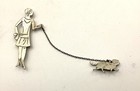 Vintage 1920 s Art Deco Flapper Walking Dog Figural Double Pin Brooch J163