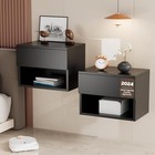 Floating Nightstand  Modern Wall Mounted Bedside Table With Set Of 2 Black Ui1