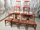 Vintage Duncan Phyfe Mahogany Dining Set Lyre Back Chairs Double Pedestal Table