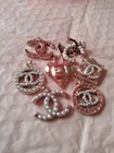 Silver Lot Of 7 22-25 Mm Stamped  Zipper Pull Chanel  Charm Button 