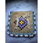 Vintage Native American Seed Bead Buckskin Belt Pouch Floral Geometric Zipper