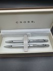 Cross Chrome De Satin Pen   Mechanical Pencil Set W  Box Tested Working