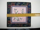 Vintage Asian Chinese Embroidered Silk Art Floral Panel Handmade Textile Square