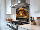 Tuscan Stone Oven Splashback  Rustic Fireplace Kitchen Panel Toughened Glass Art