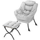 Modern Accent Chair Sofa Chair Lazy Chair Upholstered Bedroom W foldable Ottoman