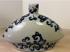 Chinese Blue And White Porcelain Crackle Glaze Bud Vase With Scroll Design
