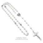 Catholic Rosary Necklace Saint Benedict Medal And Cross Crucifix  Rosgpsb-wht