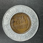 Toned Coin Stork Club New York Lucky Penny Encased Coin 1937 Lincoln Wheat Cent