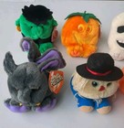 Vintage Puffkins Plush Lot Of 8 New Halloween Pumpkin Skull Bat Witch Trick