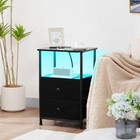 Set 2 Led Nightstand With Charging Station  End Tables With Storage Shelf