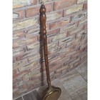 Antique Brass Bed Warmer Hearth Decor Wood Handle Colonial- Circa 1880-1925