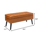 Pu Leather Storage Ottoman Bench Tufted Seat End Of Bed Bench With Storage