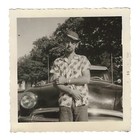 Vintage Snapshot 1950s Photo Of An Interesting Looking Character Man Goatee Car