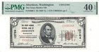 1929  5 Aberdeen  Washington Charter 12704 Pmg Xf-40 Epq