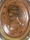 Oval Plaster Wall Plaque Victorian Woman Relief Brown Hanging Art Decor