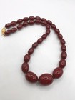 Antique vtg Art Deco Cherry Amber Bakelite Necklace With 14k Gold Clasp 17 5  L