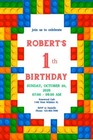 Digital Lego Bricks Birthday Party Invitation Personalized Texts 1