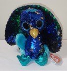Ty Flippables Sequins Beanie Boos Tyson Peacock 6  New Mwmts Plush Stuffed Toy