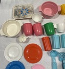 Vintage 1980s Fisher Price Fun Food Play Kitchen Utensils Plates Cups Lot Of 50