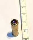 Vintage Brass Cylinder Make Up Ruby Rhinestone Portable Purse Compact