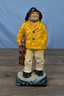 Antique Hubley  old Salt W net  6  Iron Fisherman Doorstop Maine Bookend