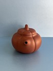 Vintage Chinese Yixing Zisha Teapot     Pumpkin Gourd Shape     Red Clay