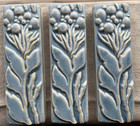 Gorgeous Three   3  Motawi Tileworks Leaves   Berries Tile  2  X 6  Summer Blue
