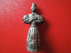 J6789 Antique   France Sterling Silver  Lady  Bride Needle Case  See Description